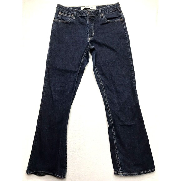 90s GAP Boot Cut Stretch Jean Women 12Reg (32x30) Dark Wash Raw Blue USA Denim - Picture 1 of 16